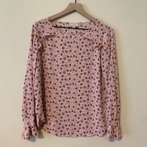 Pink Floral Loft Blouse Size Small